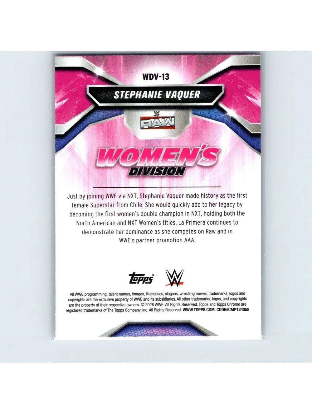 2026 Topps Chrome WWE Stephanie Vaquer #WDV-13 Women's Division